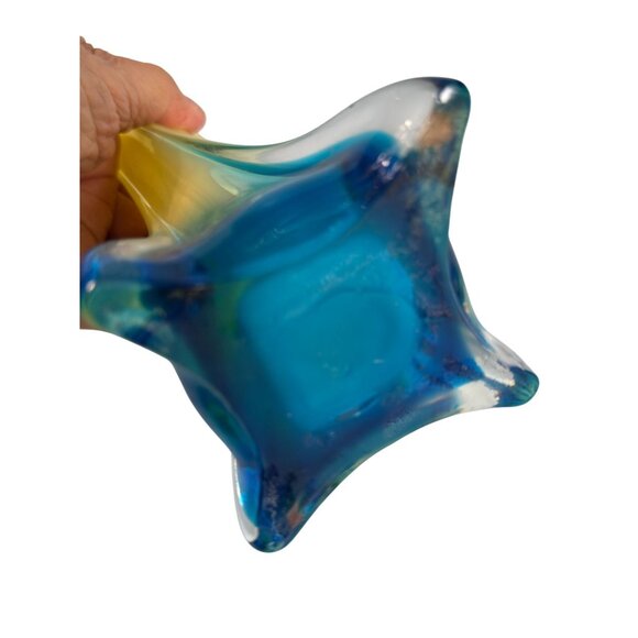 Lily Jack In The Pulpit Art Glass Vase Gradient Yellow & Blue 13" Tall Modern Ho - Picture 6 of 9